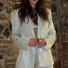 Shiny Bright Silk Oversized Blazer Women Sexy Club Night Party Suits Elegant Lady Commute Thin Blazers Coats Outfits