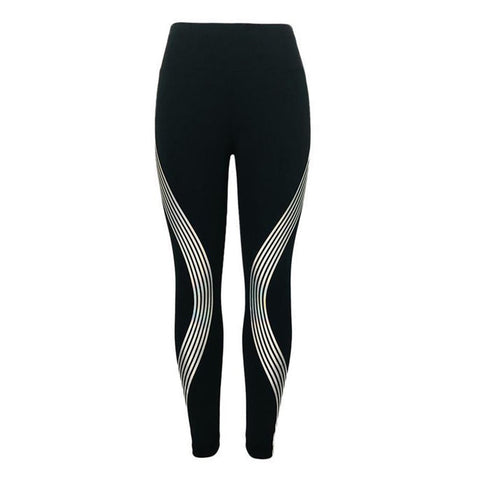 Shiny Print Striped Women Legging FashionHigh Waist Fitness Workout Leggings Sportswear Female Black Elastic Skinny Jeggings