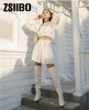 Shirt suit skirt spring and summer female black and white design sense niche short top high waist skirt Suits with skirt Y2K