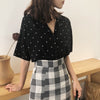 Shirts Women Chiffon Long Sleeve Single Breasted Polka Dot Notched Womens Loose Retro Trendy Shirt Korean Style Simple Blouses