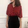 Shirts Women Chiffon Long Sleeve Single Breasted Polka Dot Notched Womens Loose Retro Trendy Shirt Korean Style Simple Blouses