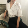 Shirts Women Chiffon Long Sleeve Single Breasted Polka Dot Notched Womens Loose Retro Trendy Shirt Korean Style Simple Blouses