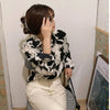 Shirts Women Milk Cow Pattern Turn-down Collar Shirt Womens Elegant Retro Loose Casual All-match Tops Chic Breathable