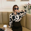 Shirts Women Milk Cow Pattern Turn-down Collar Shirt Womens Elegant Retro Loose Casual All-match Tops Chic Breathable