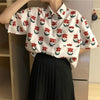 Shirts Women Trendy Korean Style Chic Ladies Top Friends Short Sleeve Summer Ins Floral Stylish Female Blouse Loose Harajuku