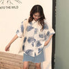 Shirts Women Trendy Korean Style Chic Ladies Top Friends Short Sleeve Summer Ins Floral Stylish Female Blouse Loose Harajuku