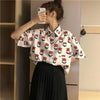 Shirts Women Trendy Korean Style Chic Ladies Top Friends Short Sleeve Summer Ins Floral Stylish Female Blouse Loose Harajuku