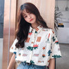 Shirts Women Trendy Korean Style Chic Ladies Top Friends Short Sleeve Summer Ins Floral Stylish Female Blouse Loose Harajuku