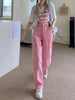 Shnsophi Korean  Pink Jeans Vintage Trousers Fall 2022 Women High Waist Loose Straight Wide Leg Pants Denim Jeans Mom