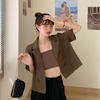 Short Black Small Suit Overcoat Female Summer Thin Suit Jacket 2023Sundress Casual Double-Breasted Women's Suit Coat Fashion