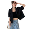 Short Black Small Suit Overcoat Female Summer Thin Suit Jacket 2023Sundress Casual Double-Breasted Women's Suit Coat Fashion