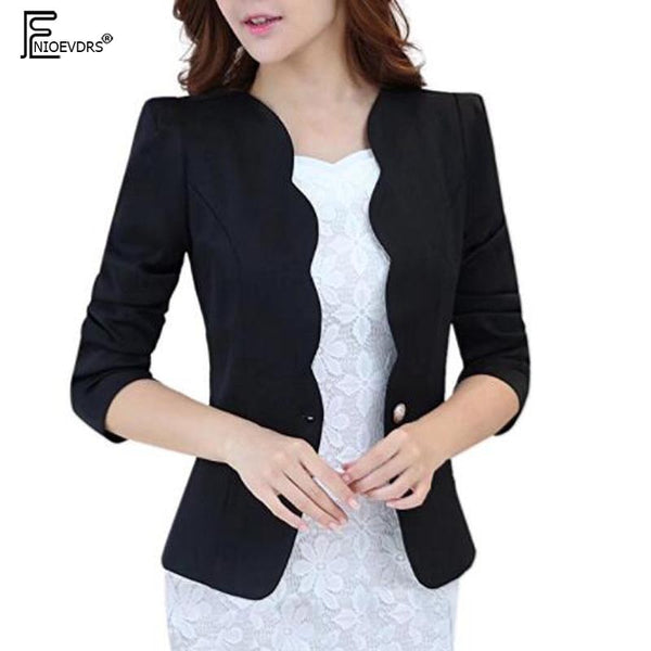 Short Blazer Outerwear 2023 Design Slim Fitted Office Lady Work Blue Black Red White Women's One Button Curved Blazer Jacket