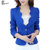 Short Blazer Outerwear 2023 Design Slim Fitted Office Lady Work Blue Black Red White Women's One Button Curved Blazer Jacket