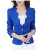 Short Blazer Outerwear 2023 Design Slim Fitted Office Lady Work Blue Black Red White Women's One Button Curved Blazer Jacket