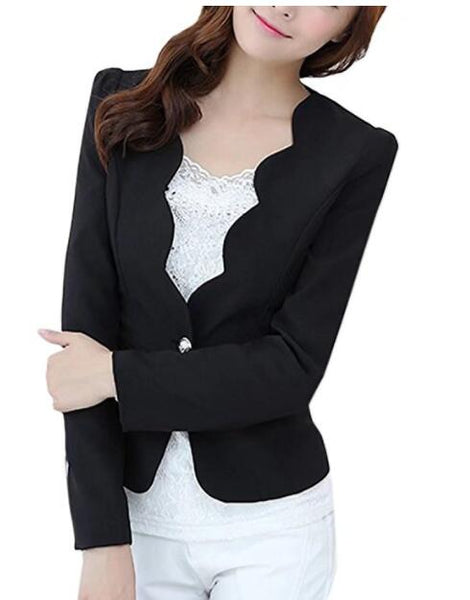 Short Blazer Outerwear 2022 Design Slim Fitted Office Lady Work Blue Black Red White Women's One Button Curved Blazer Jacket