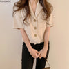 Short Blazer Tops Summer Office Lady Elegant Blazer Cute Single-Breasted Design Womens Jackets And Coats Blazers Flhjjlwoc