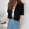 Short Blazer Tops Summer Office Lady Elegant Blazer Cute Single-Breasted Design Womens Jackets And Coats Blazers Flhjjlwoc