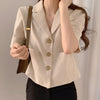 Short Blazer Tops Summer Office Lady Elegant Blazer Cute Single-Breasted Design Womens Jackets And Coats Blazers Flhjjlwoc