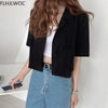 Short Blazer Tops Summer Office Lady Elegant Blazer Cute Single-Breasted Design Womens Jackets And Coats Blazers Flhjjlwoc