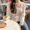 Short Chic Tops Summer Long Sleeve Autumn Basic Shirts Single Breasted Button Blouse Korea Style Peplum Women Tops Bow Tie