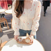Short Chic Tops Summer Long Sleeve Autumn Basic Shirts Single Breasted Button Blouse Korea Style Peplum Women Tops Bow Tie