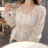 Short Chic Tops Summer Long Sleeve Autumn Basic Shirts Single Breasted Button Blouse Korea Style Peplum Women Tops Bow Tie