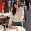 Short Chic Tops Summer Long Sleeve Autumn Basic Shirts Single Breasted Button Blouse Korea Style Peplum Women Tops Bow Tie