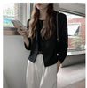 Short Coat Outerwear 2022 Fall Autumn Spring Long Sleeve Chic Korean Office Lady Women Work Solid Black Crop Blazer