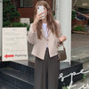 Short Coat Outerwear 2022 Fall Autumn Spring Long Sleeve Chic Korean Office Lady Women Work Solid Black Crop Blazer