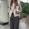 Short Coat Outerwear 2022 Fall Autumn Spring Long Sleeve Chic Korean Office Lady Women Work Solid Black Crop Blazer