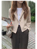 Short Coat Outerwear 2022 Fall Autumn Spring Long Sleeve Chic Korean Office Lady Women Work Solid Black Crop Blazer