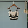 Short Knitted camisole tank cropped women's sleeveless top tube tops off shoulder sexy striped cotton croptop girls bandeau 2022