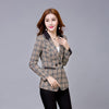 Short Office Women Jacket Blazer Casual Plaid Elegant Jacket Formal Coat Gri Blazer Women Plus Size Thin Coat Work Wear X60056