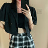 Short Sleeve Blazers Women Design Summer All-match Straight Chic Temperament Outerwear Korean Style Streetwear Crop Tops