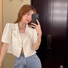 Short Sleeve Blazers Women Design Summer All-match Straight Chic Temperament Outerwear Korean Style Streetwear Crop Tops