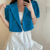 Short Sleeve Blazers Women Design Summer All-match Straight Chic Temperament Outerwear Korean Style Streetwear Crop Tops