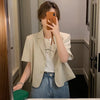 Short Sleeve Blazers Women Single Breasted Solid Simple Version Minimalist Style Mujer Trendy Chic Leisure All-match Students