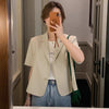 Short Sleeve Blazers Women Single Breasted Solid Simple Version Minimalist Style Mujer Trendy Chic Leisure All-match Students