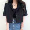 Short Sleeve Blazers Women Solid Crop Thin Summer Cool Streetwear Daily Ulzzang Casual Trendy Basic All-match Ins College Young