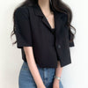 Short Sleeve Blazers Women Solid Crop Thin Summer Cool Streetwear Daily Ulzzang Casual Trendy Basic All-match Ins College Young