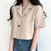 Short Sleeve Blazers Women Solid Crop Thin Summer Cool Streetwear Daily Ulzzang Casual Trendy Basic All-match Ins College Young