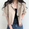Short Sleeve Blazers Women Solid Crop Thin Summer Cool Streetwear Daily Ulzzang Casual Trendy Basic All-match Ins College Young