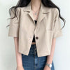 Short Sleeve Blazers Women Solid Crop Thin Summer Cool Streetwear Daily Ulzzang Casual Trendy Basic All-match Ins College Young