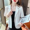 Short Sleeve Blazers Women Summer Elegant Single Breasted Solid Notched All-match Simple Female Cropped Outwear Ins