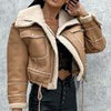 Short Winter Faux Leather Jackets Women Thicken Lapel Velvet Coat Casual Warm Black Outerwear Female Vintage Streetwear