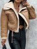 Short Winter Faux Leather Jackets Women Thicken Lapel Velvet Coat Casual Warm Black Outerwear Female Vintage Streetwear