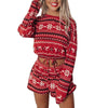 Shorts Suit Women's Winter Home Catton Printed Snowflake Print Decoration Christmas Short Full Sleeve Suit With Short Pants