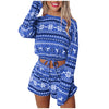 Shorts Suit Women's Winter Home Catton Printed Snowflake Print Decoration Christmas Short Full Sleeve Suit With Short Pants