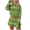 Shorts Suit Women's Winter Home Catton Printed Snowflake Print Decoration Christmas Short Full Sleeve Suit With Short Pants
