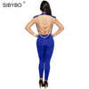 Backless Pearl Chain Skinny Rompers Womens Jumpsuit Fashion O-Neck Sleeveless Sexy Women Rompers Elegant Cotton Jumpsuit